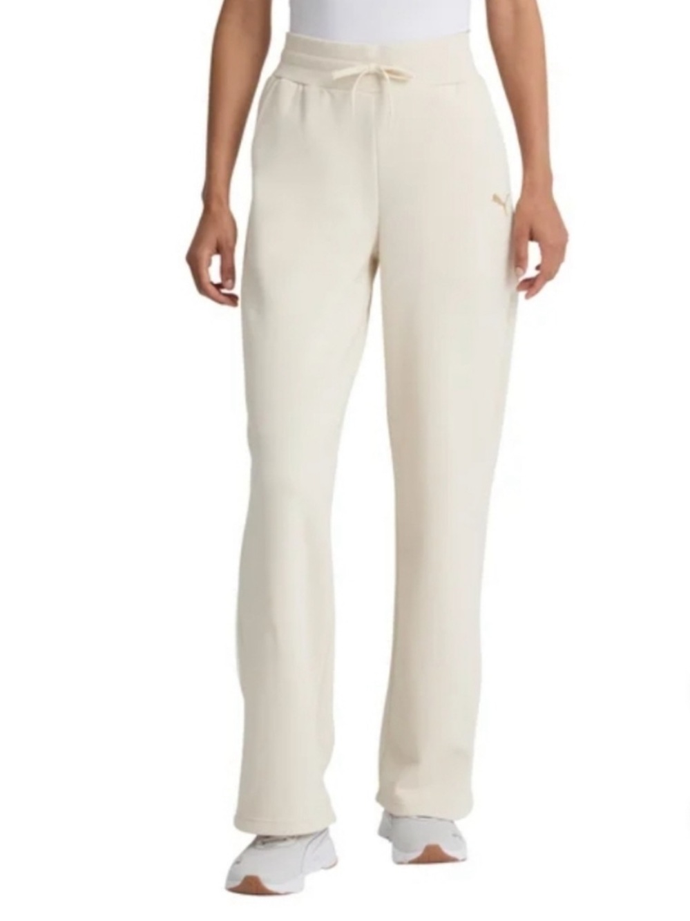 Puma Women's Cream Straight-Leg Fleece Sweatpants